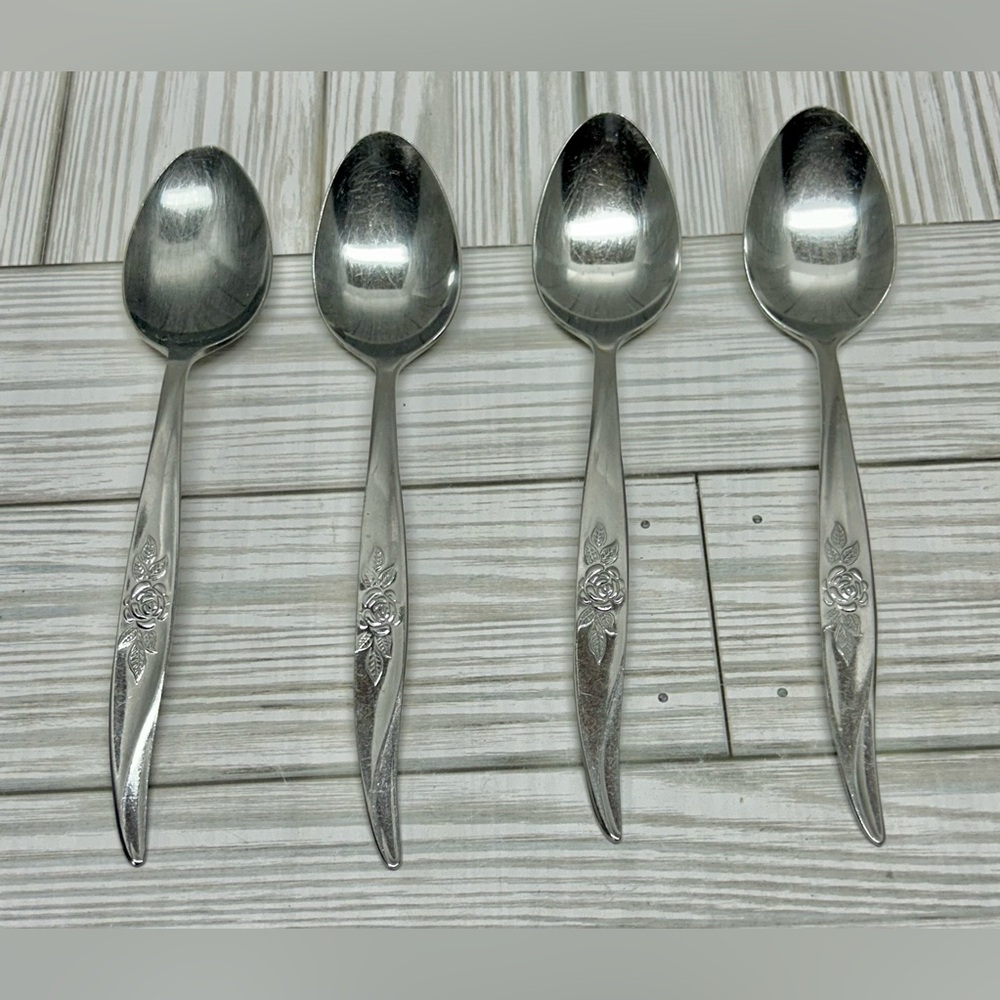 Hanford Forge Stainless Steel Avon Rose Teaspoons Set of 4